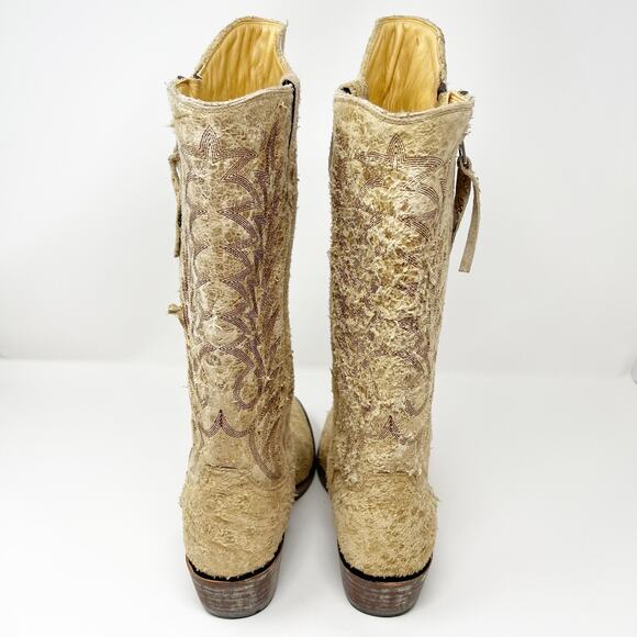 Old Gringo Suede Distressed Western Cowboy Boots Tan Size 7.5 B - Picture 3 of 15